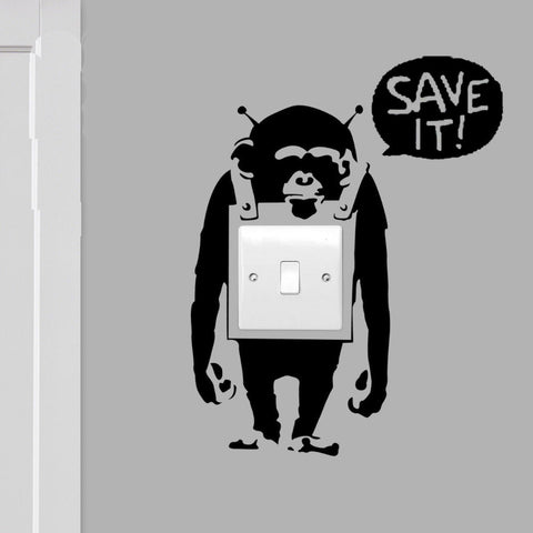 BANKSY 'Save It!' Light Switch Sticker